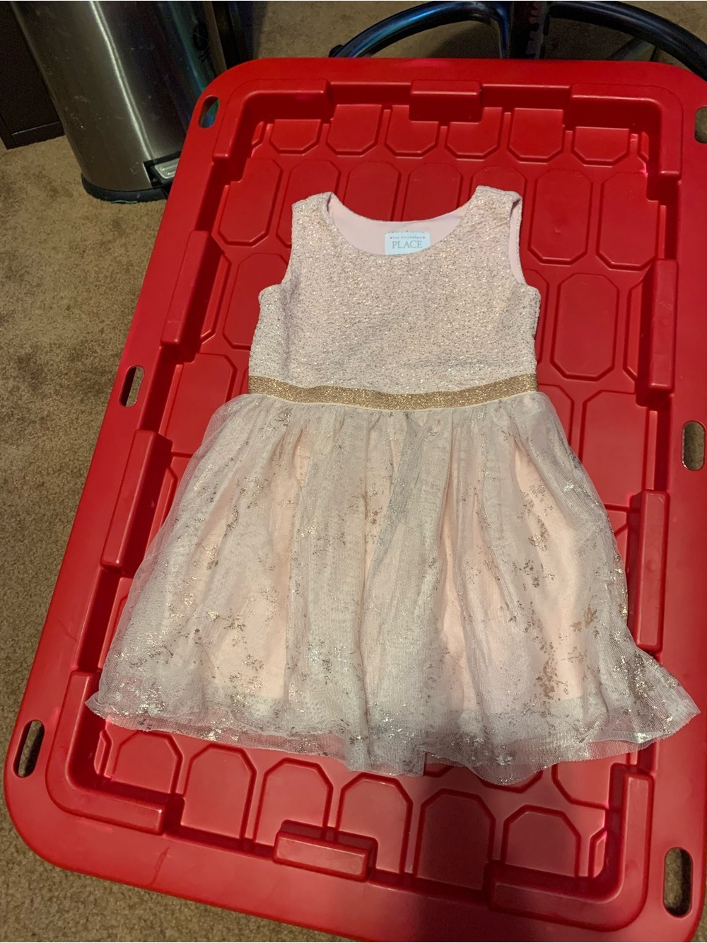 The Children's Place Light Pink and Gold Sparkle Tulle Dress